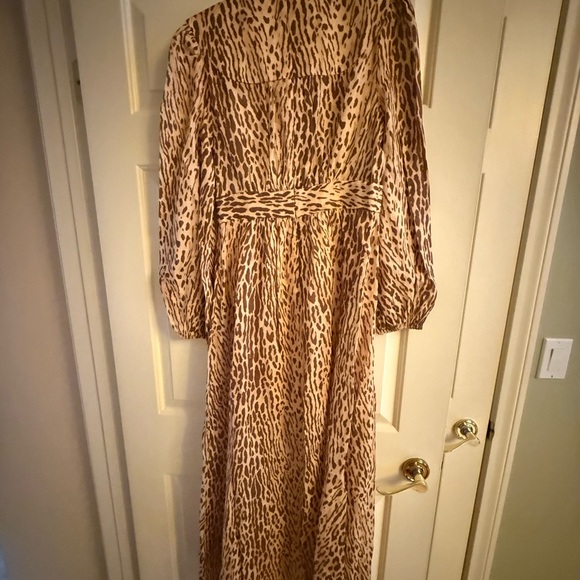 Zimmermann Cascadian Leopard Print Long Sleeve Linen Midi Dress US size 6 - Picture 10 of 13